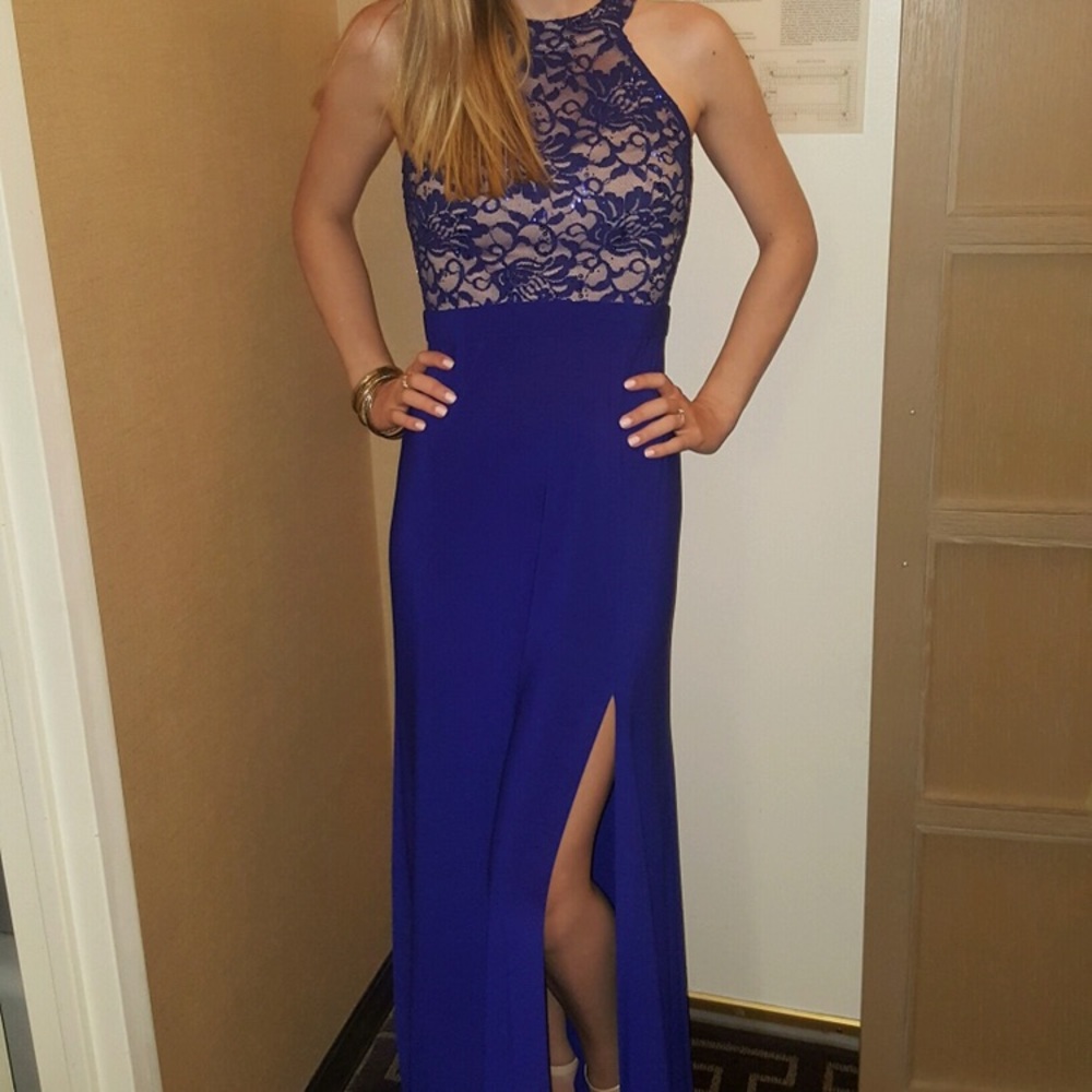 Royal blue evening gown! Lace sparkly top